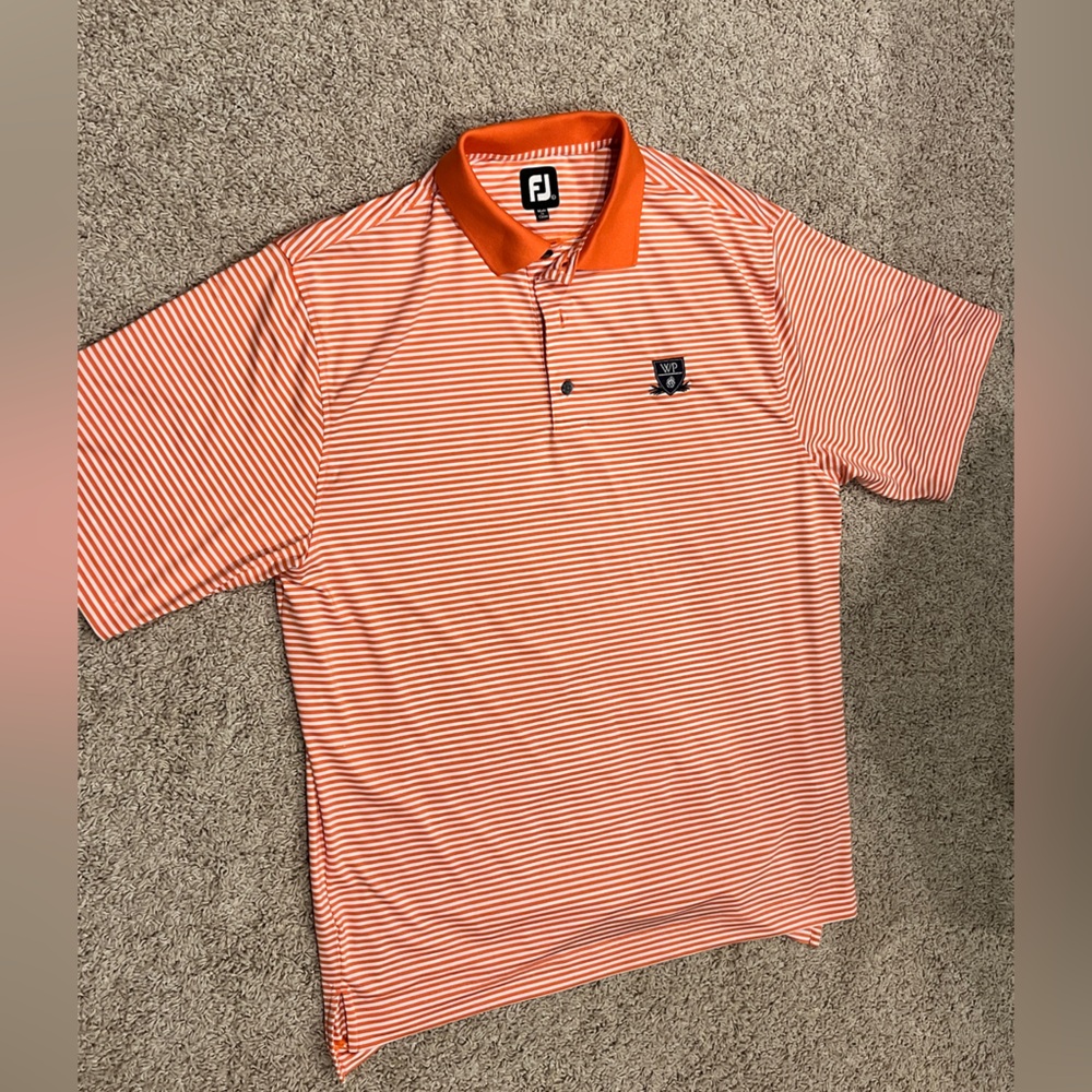 FootJoy Men's Polo in Vibrant Orange Stripes